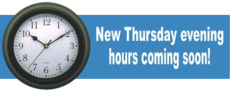 Clock with announcement about library hours